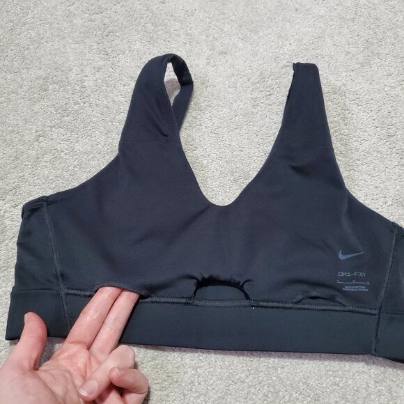 NIKE Dri-FIT Indy V-Neck Plunge Cutout Sports Bra Pullover Black Women's Large - Picture 7 of 9